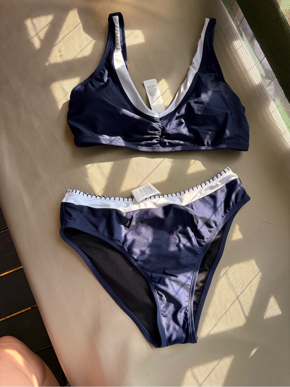 Navy and White Two-Piece Swim Set - Women
